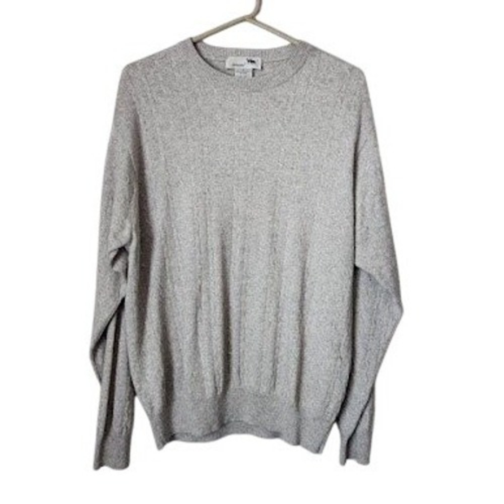 VTG I Levrieri Cashmere Silk Blend Sweater Gray Cable Knit Crewneck Preppy M